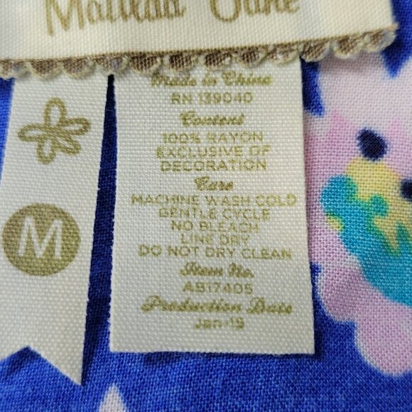 Matilda Jane Romper Size M Blue Floral Crochet Accent Drawstring Waist Pockets - Picture 9 of 10